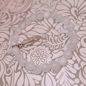 Bead Bracelet with Feather Charm